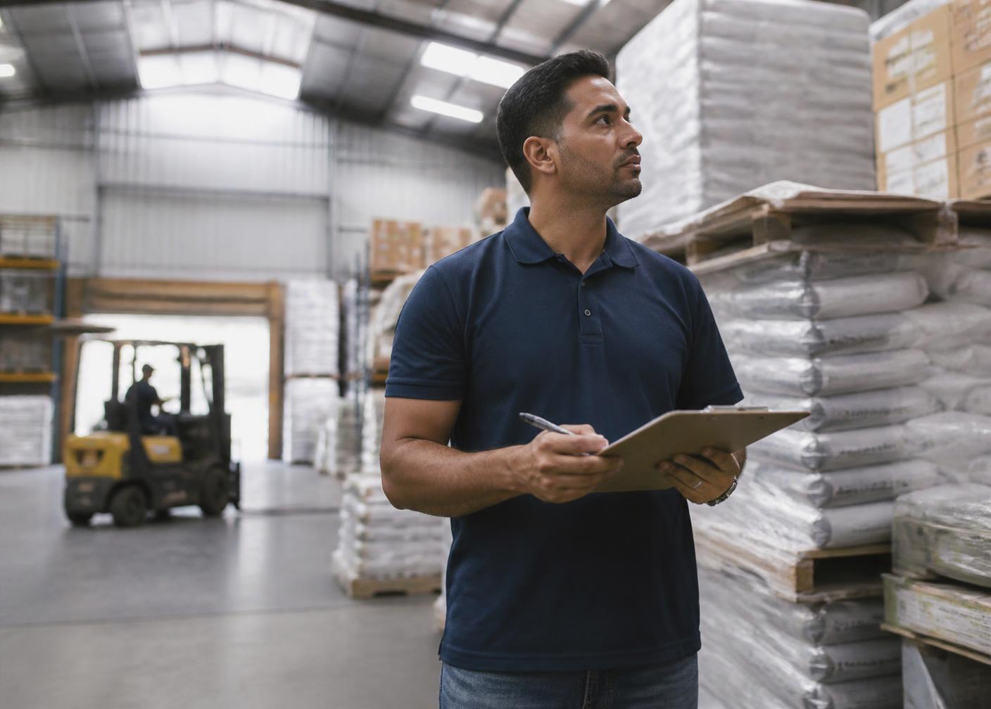 Distribution warehouse owner in Trinidad checking inventory